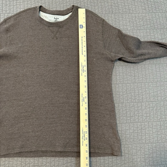 Lee Thermal Waffle Knit Shirt Men Large Brown Base Layer Y2K Long Sleeve Outdoor - Picture 9 of 10